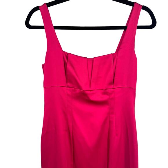 David Meister Satin Cocktail Sheath Midi Dress Pink Size 4 - Picture 4 of 8